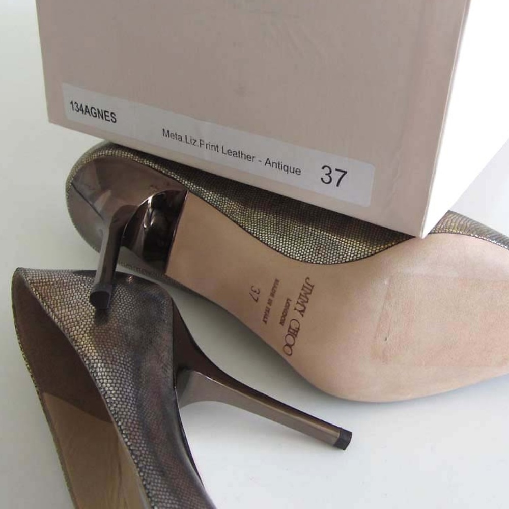 new JIMMY CHOO Agnes metallic lizard print pump 37 - Picture 7 of 8